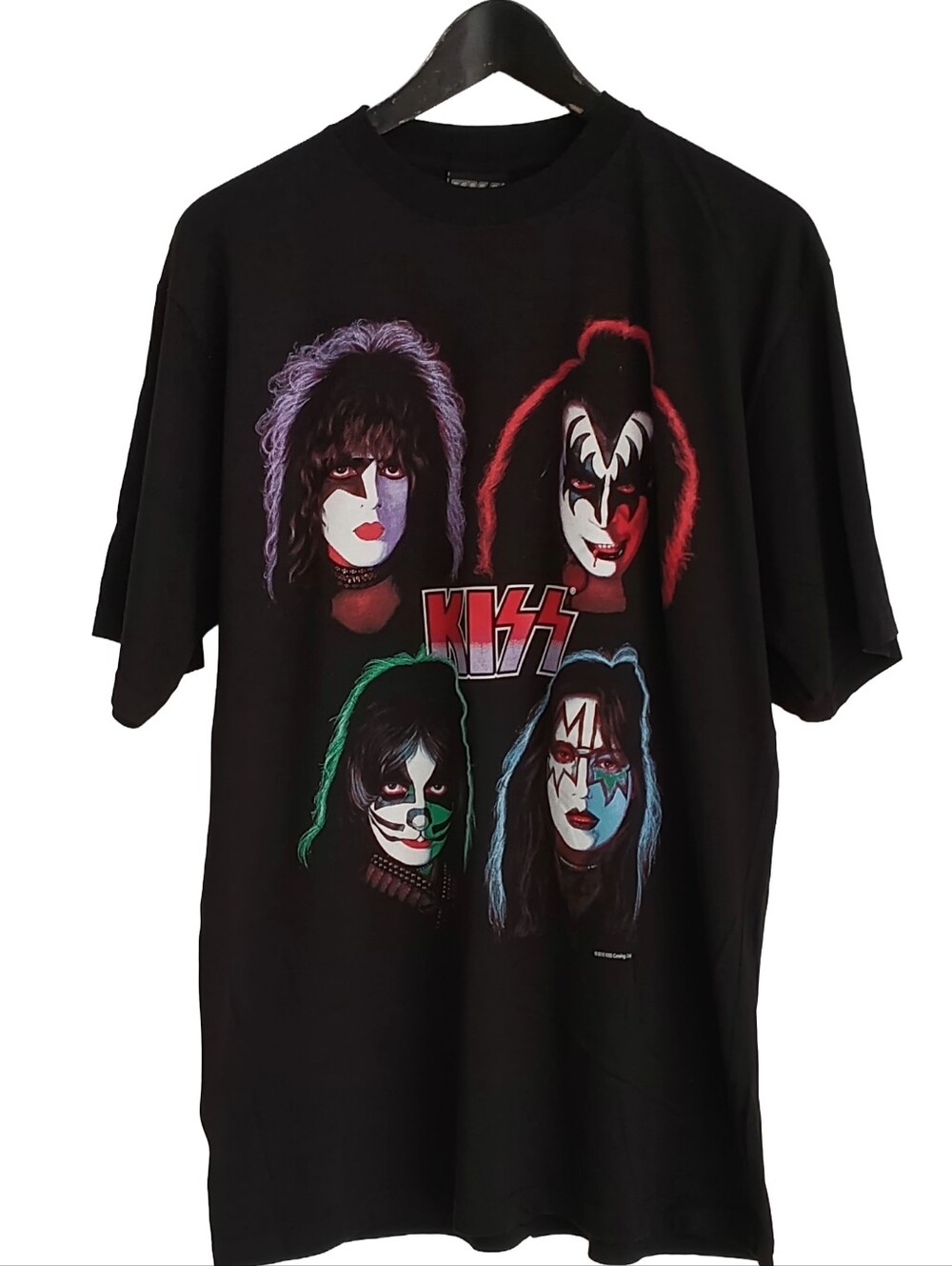 VTG 2010 KISS Faces Graphic Tee Black Band Shirt Classic Rock Size M